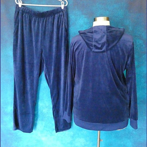 Woman Within Blue Velour Jogging Suit 18/20 Large - Picture 4 of 7